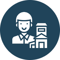 Person and building icon
