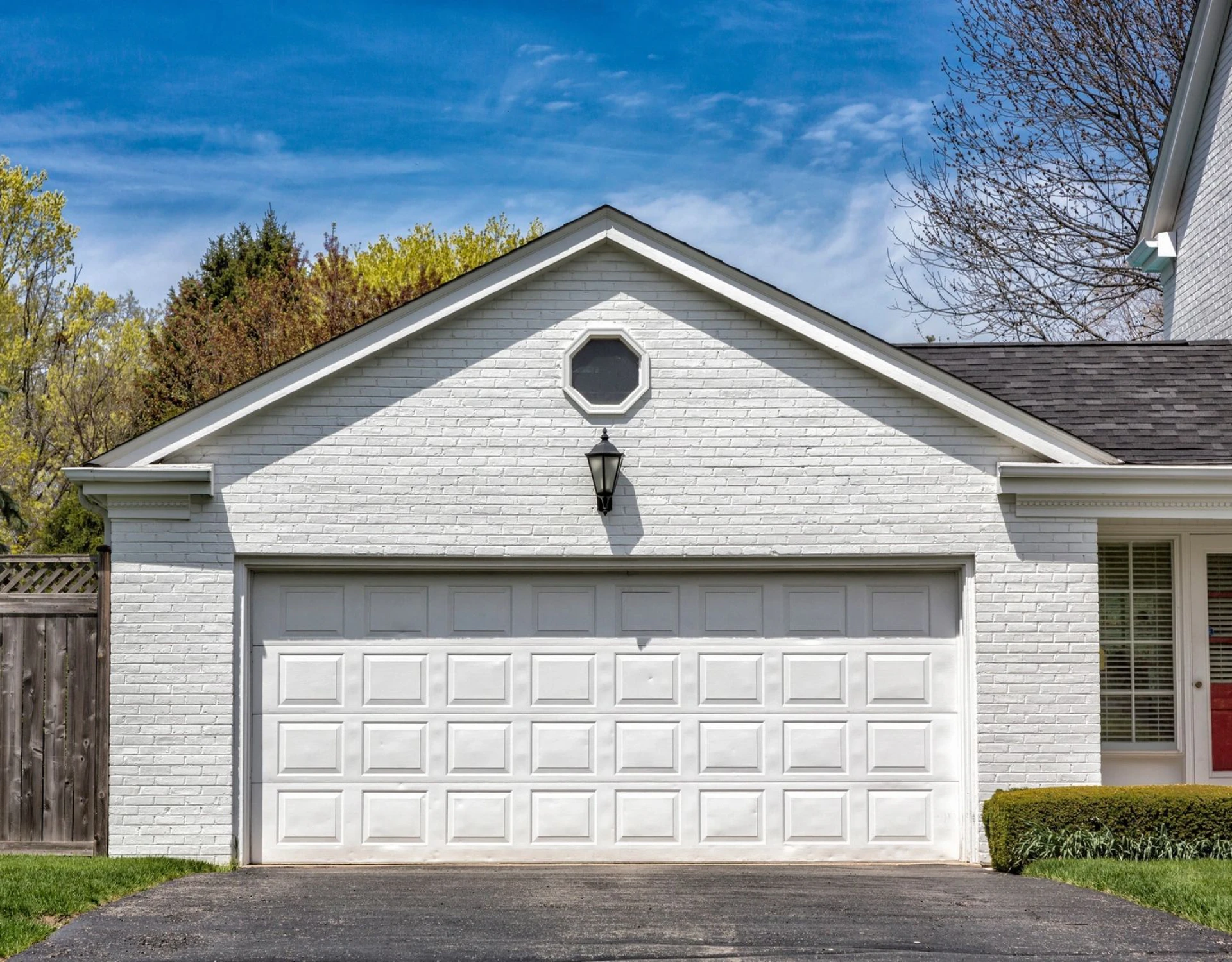 Brick garage with double doors